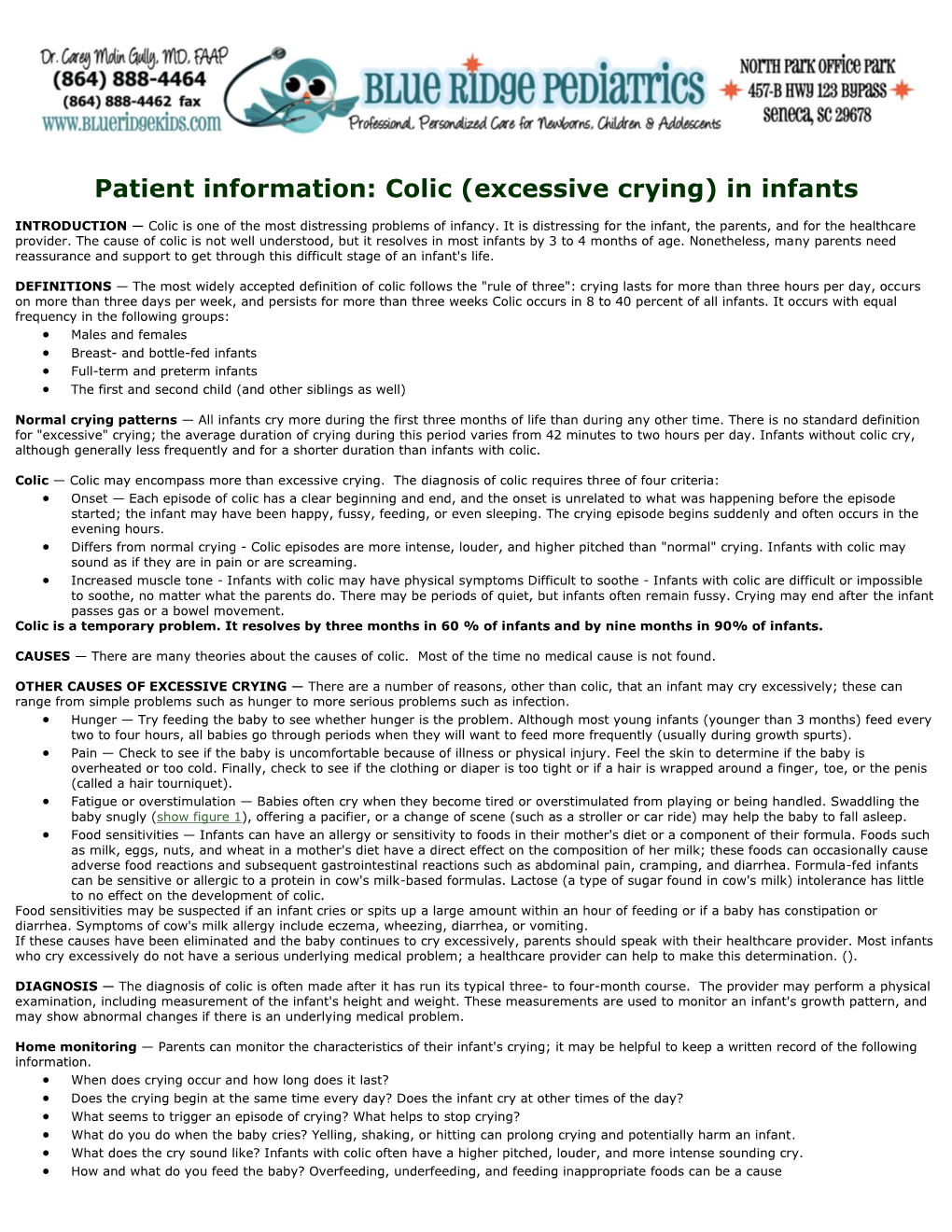 Colic (Excessive Crying) in Infants