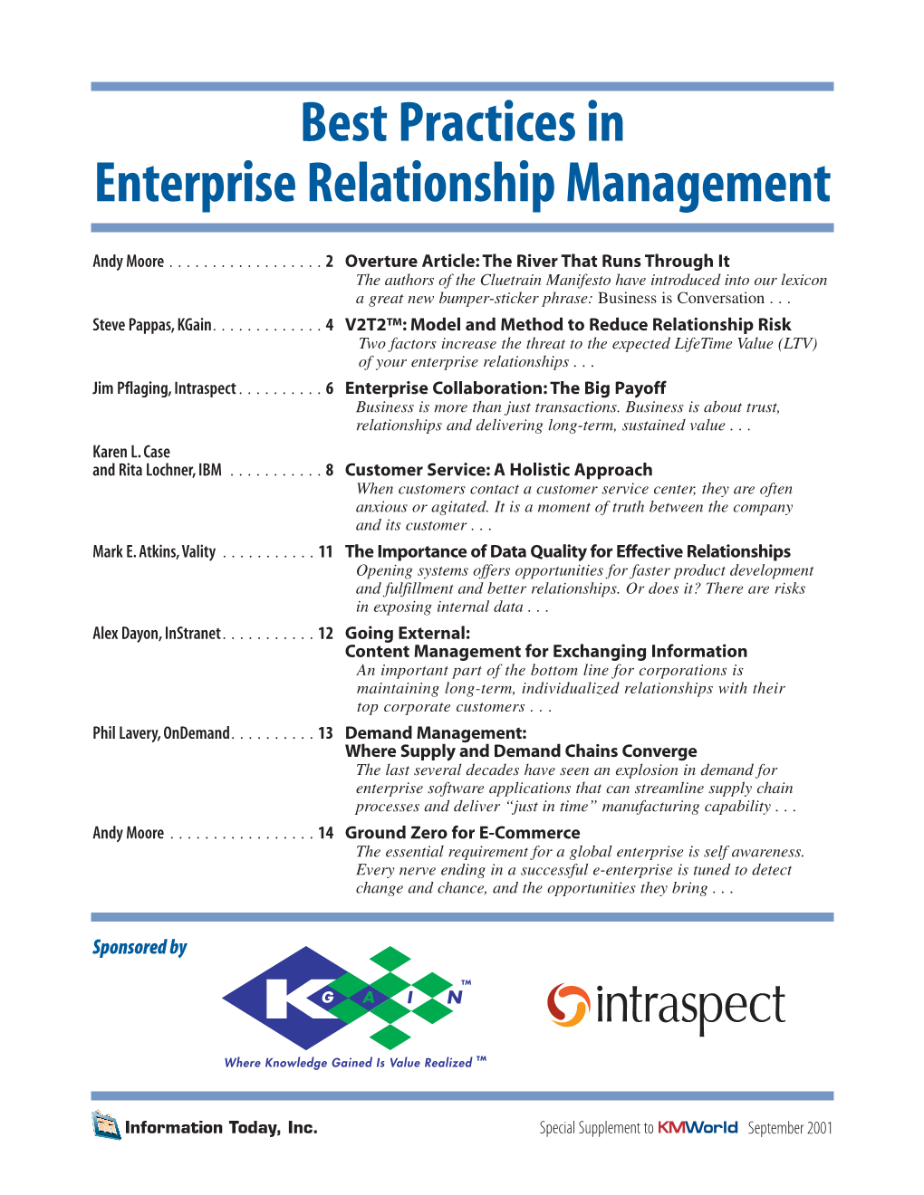 Best Practices in Enterprise Relationship Management