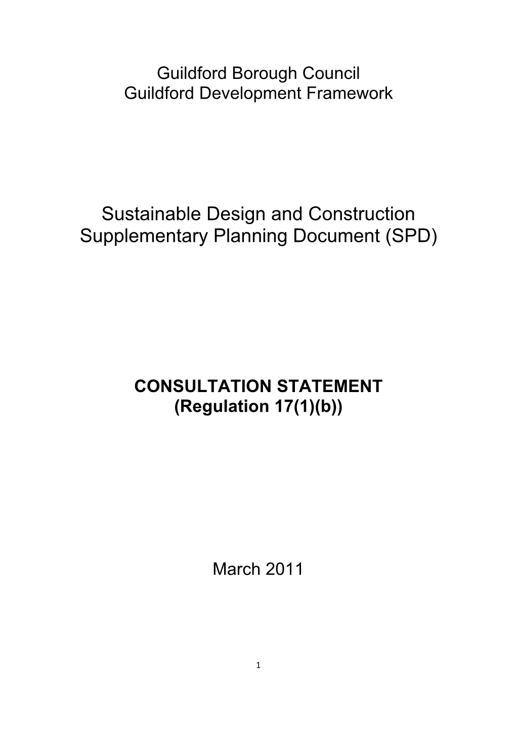 Sustainable Design and Construction Supplementary Planning Document (SPD)