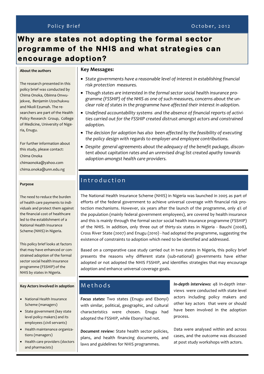 Why Are States Not Adopting the Formal Sector Programme of the NHIS and What Strategies Can Encourage Adoption?