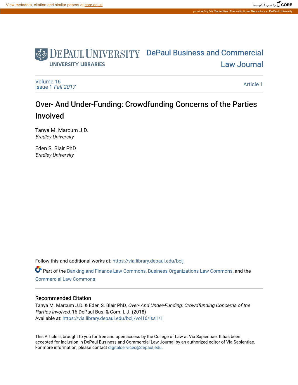 And Under-Funding: Crowdfunding Concerns of the Parties Involved