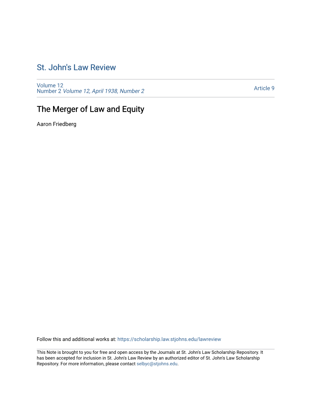 The Merger of Law and Equity