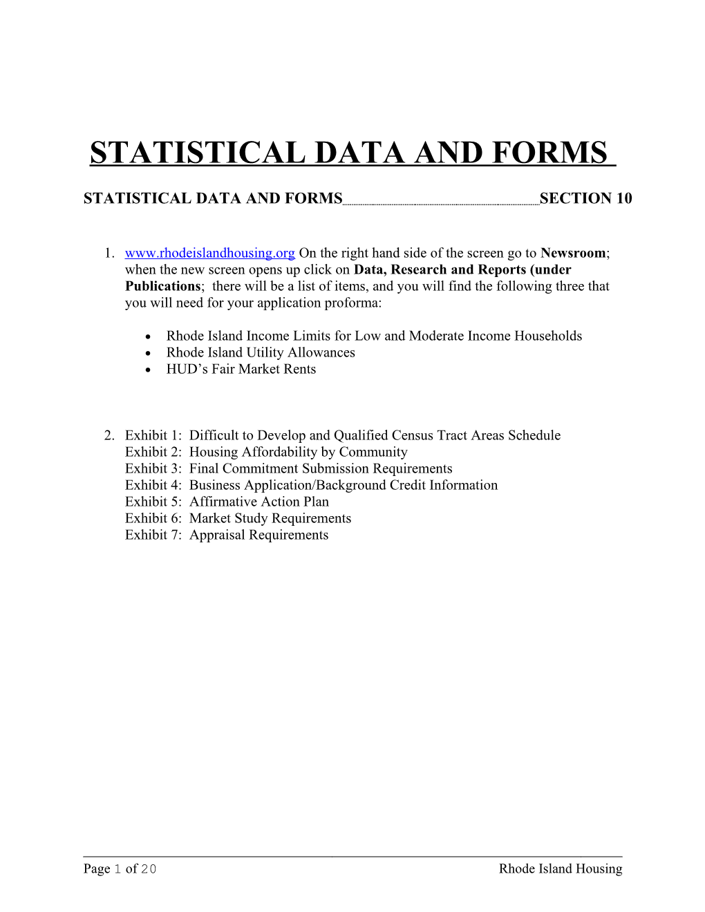 Statistical Data and Forms