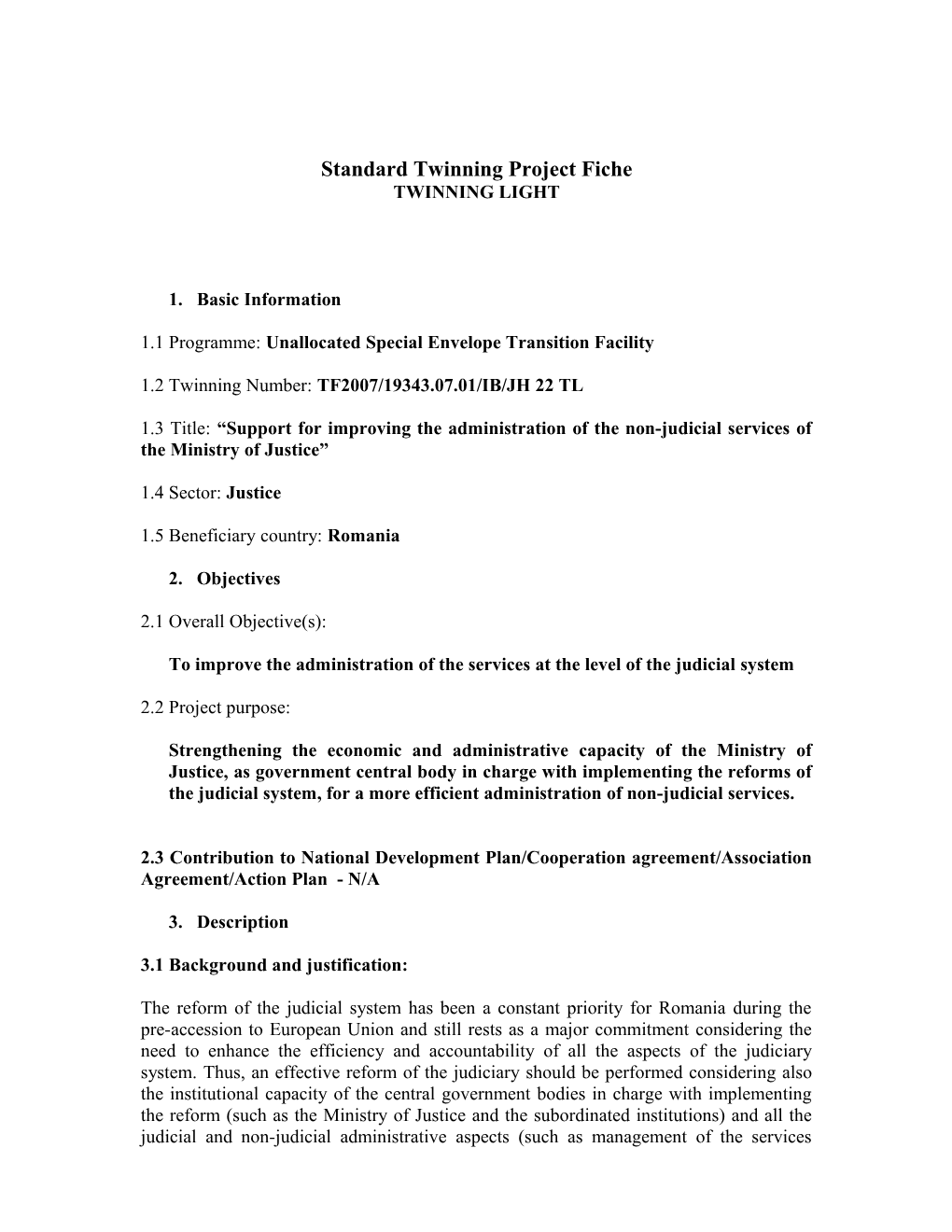 Standard Twinning Project Fiche s5