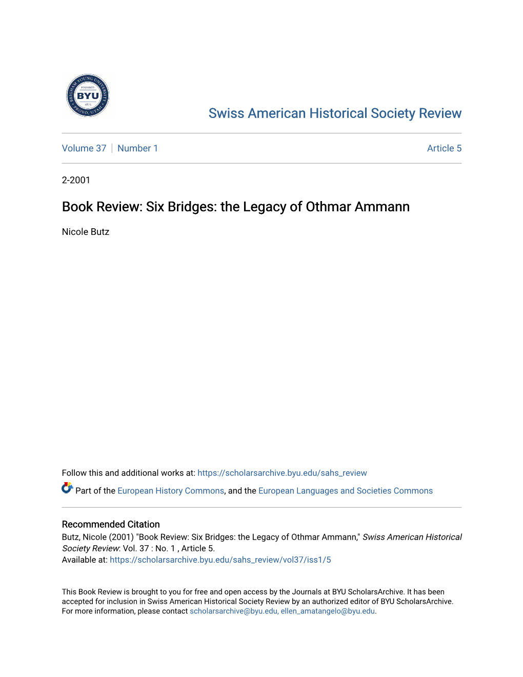 Book Review: Six Bridges: the Legacy of Othmar Ammann