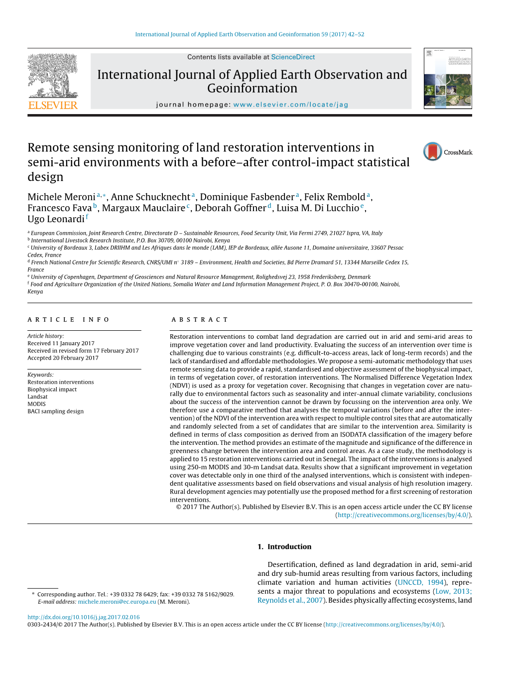 Remote Sensing Monitoring of Land Restoration Interventions In