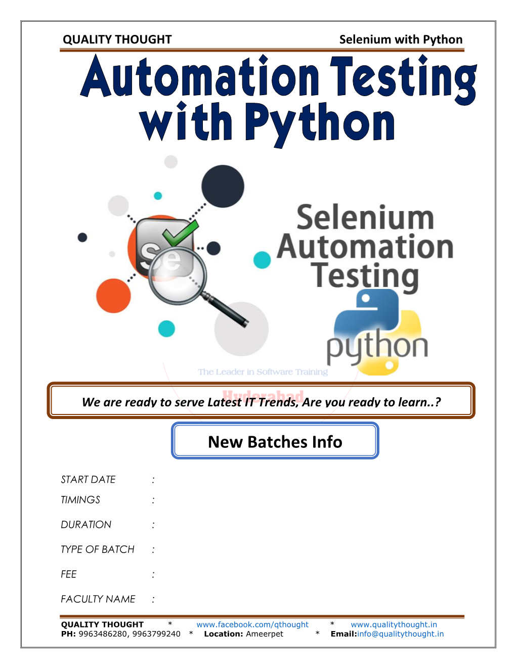 QUALITY THOUGHT Selenium with Python