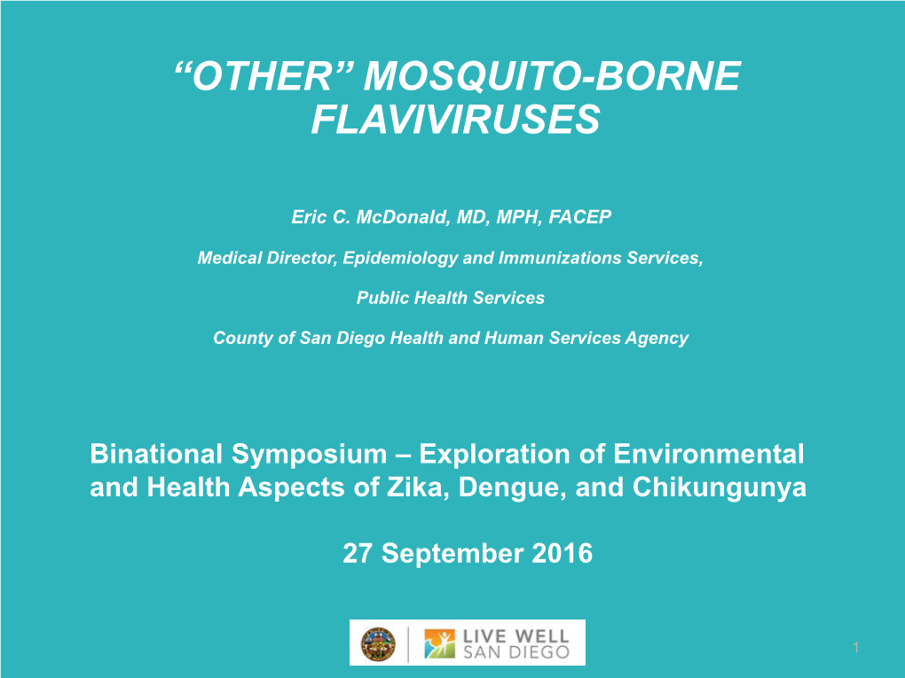 “Other” Mosquito-Borne Flaviviruses