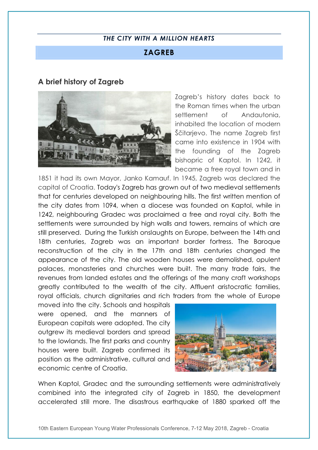 ZAGREB a Brief History of Zagreb