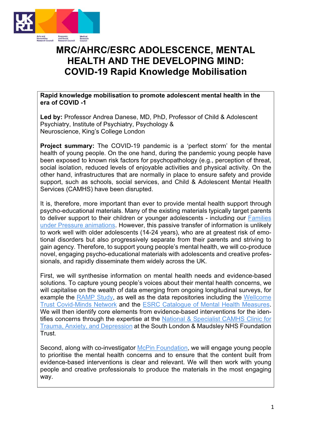 COVID-19 Rapid Knowledge Mobilisation