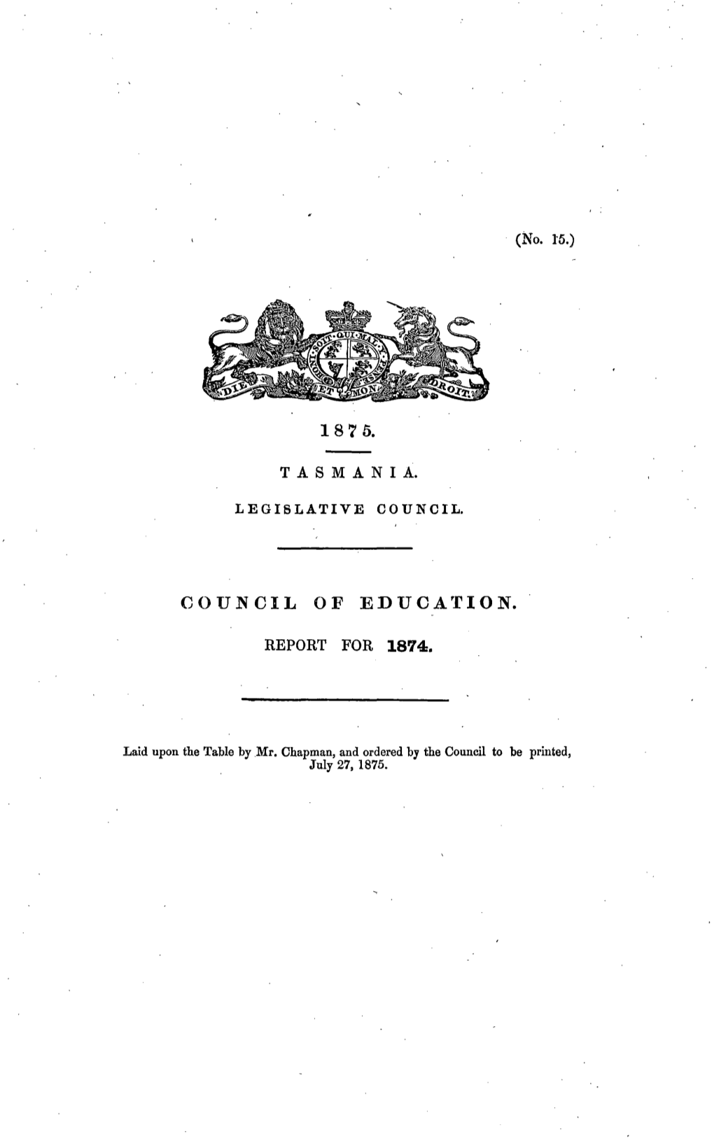 Council of Education Report for 1874