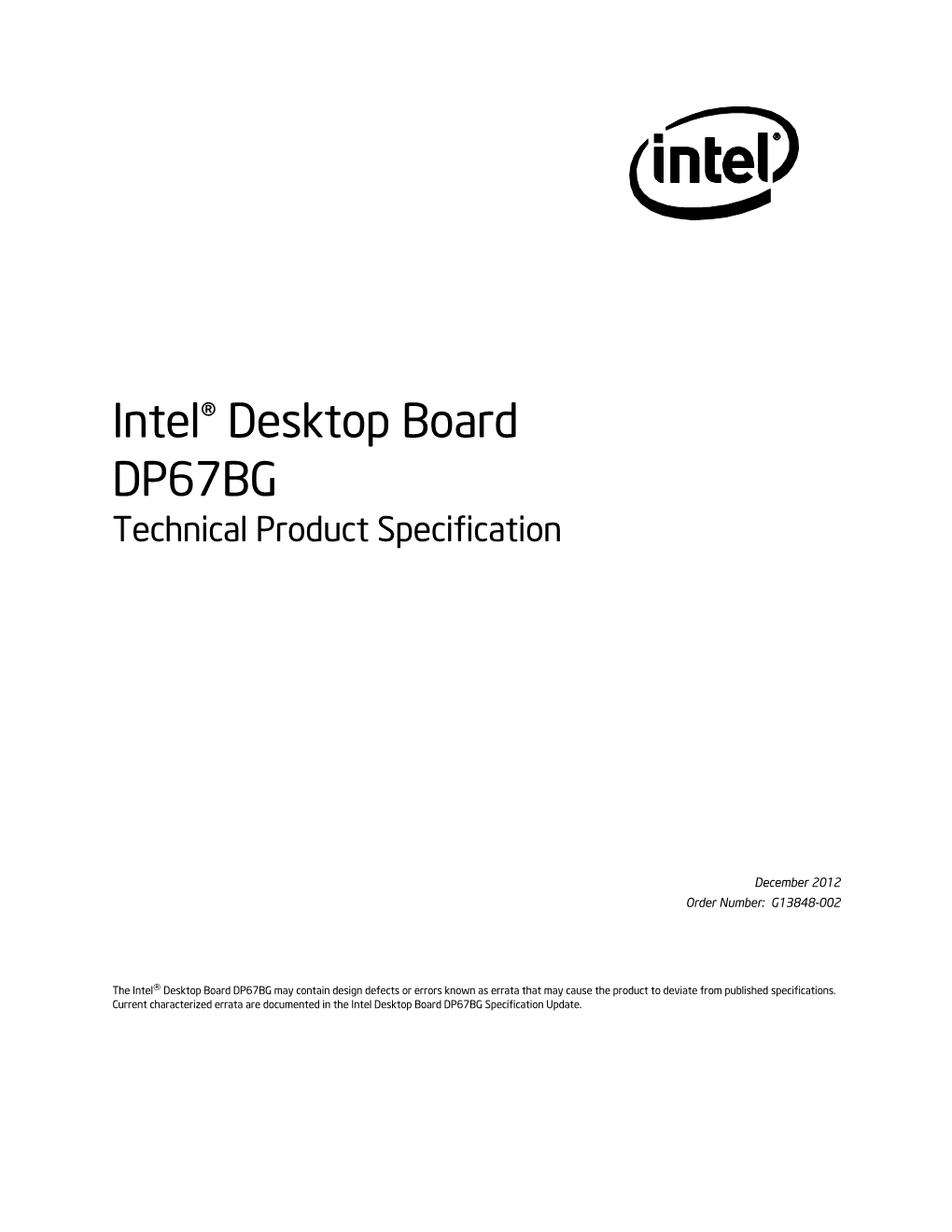 Intel® Desktop Board DP67BG Technical Product Specification