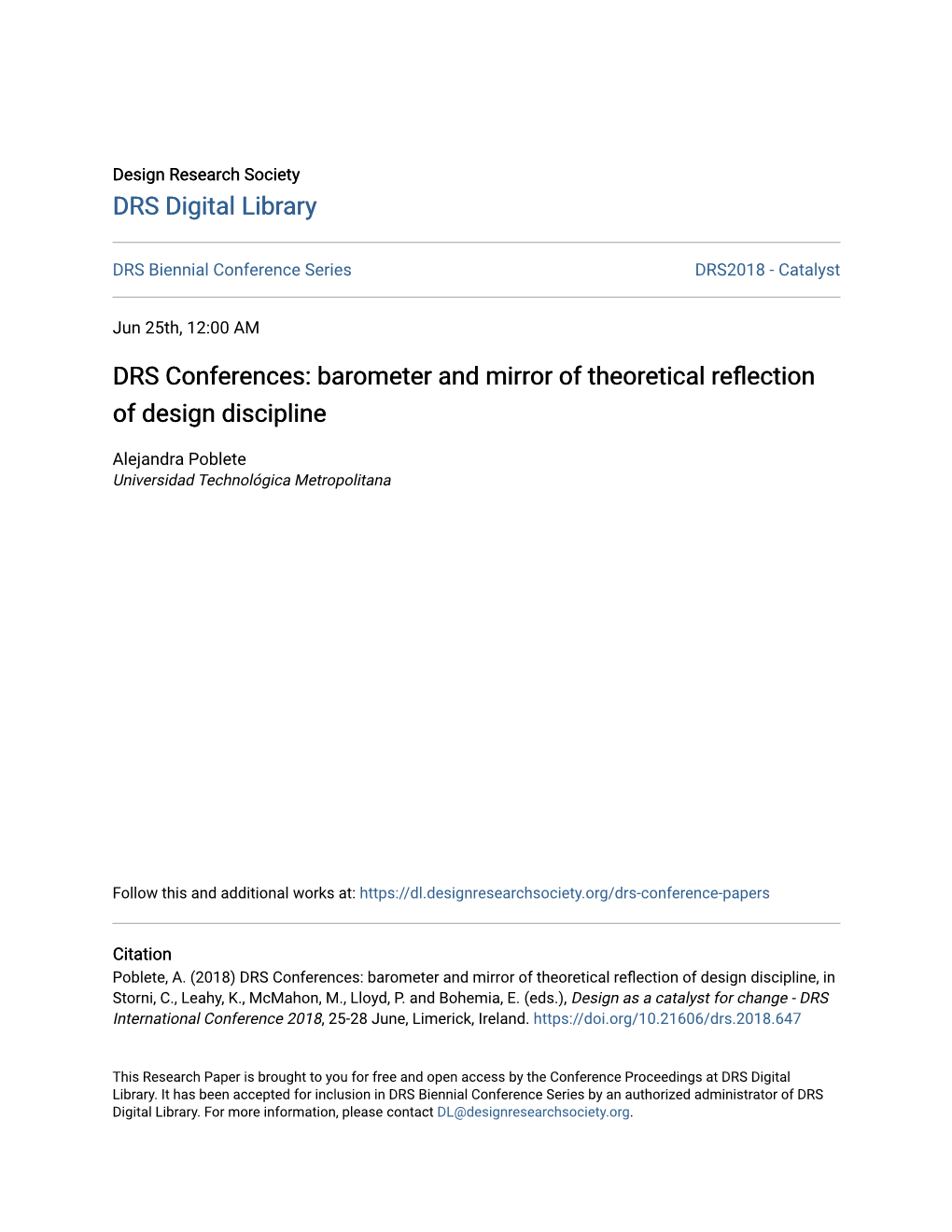 DRS Conferences: Barometer and Mirror of Theoretical Reflection of Design Discipline