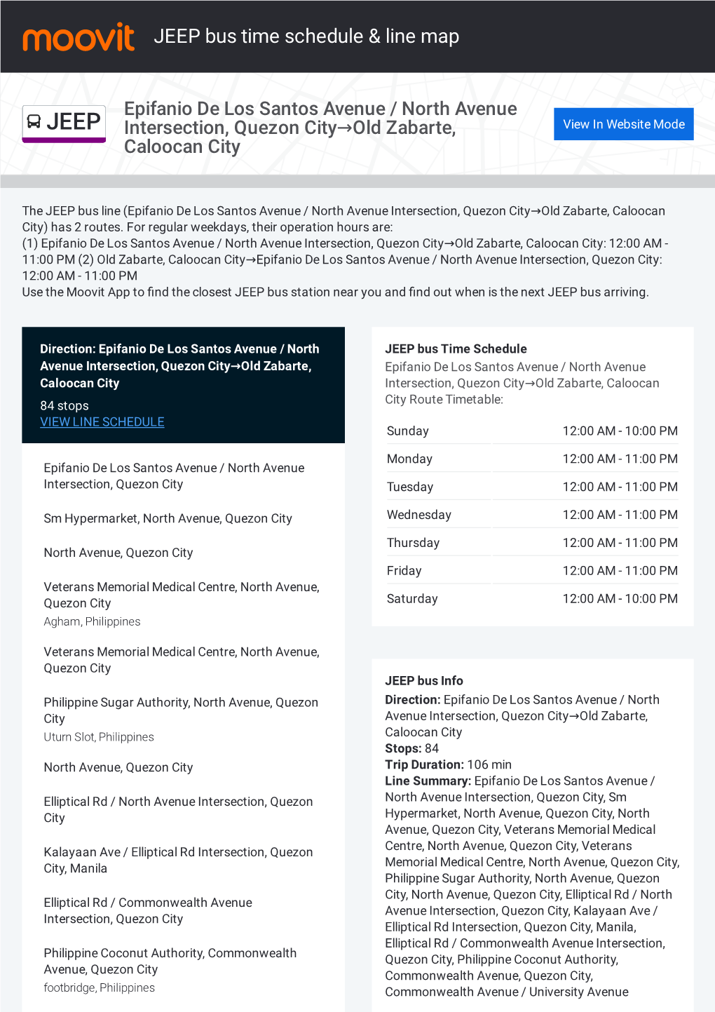 JEEP Bus Time Schedule & Line Route