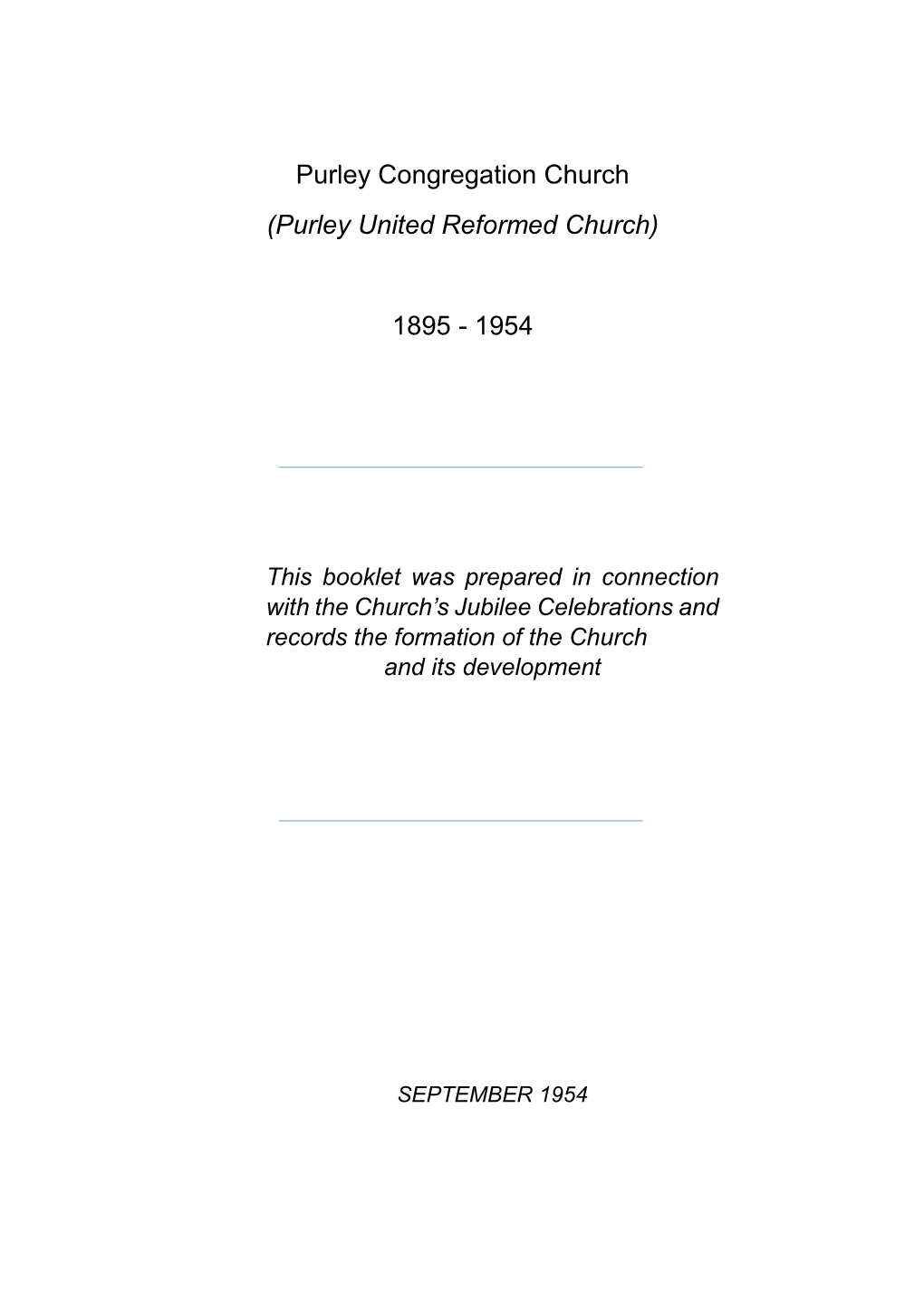 Purley Congregation Church (Purley United Reformed Church) 1895