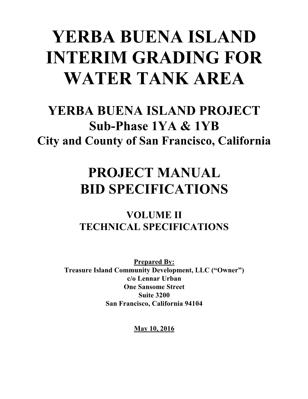 Yerba Buena Island Interim Grading for Water Tank Area