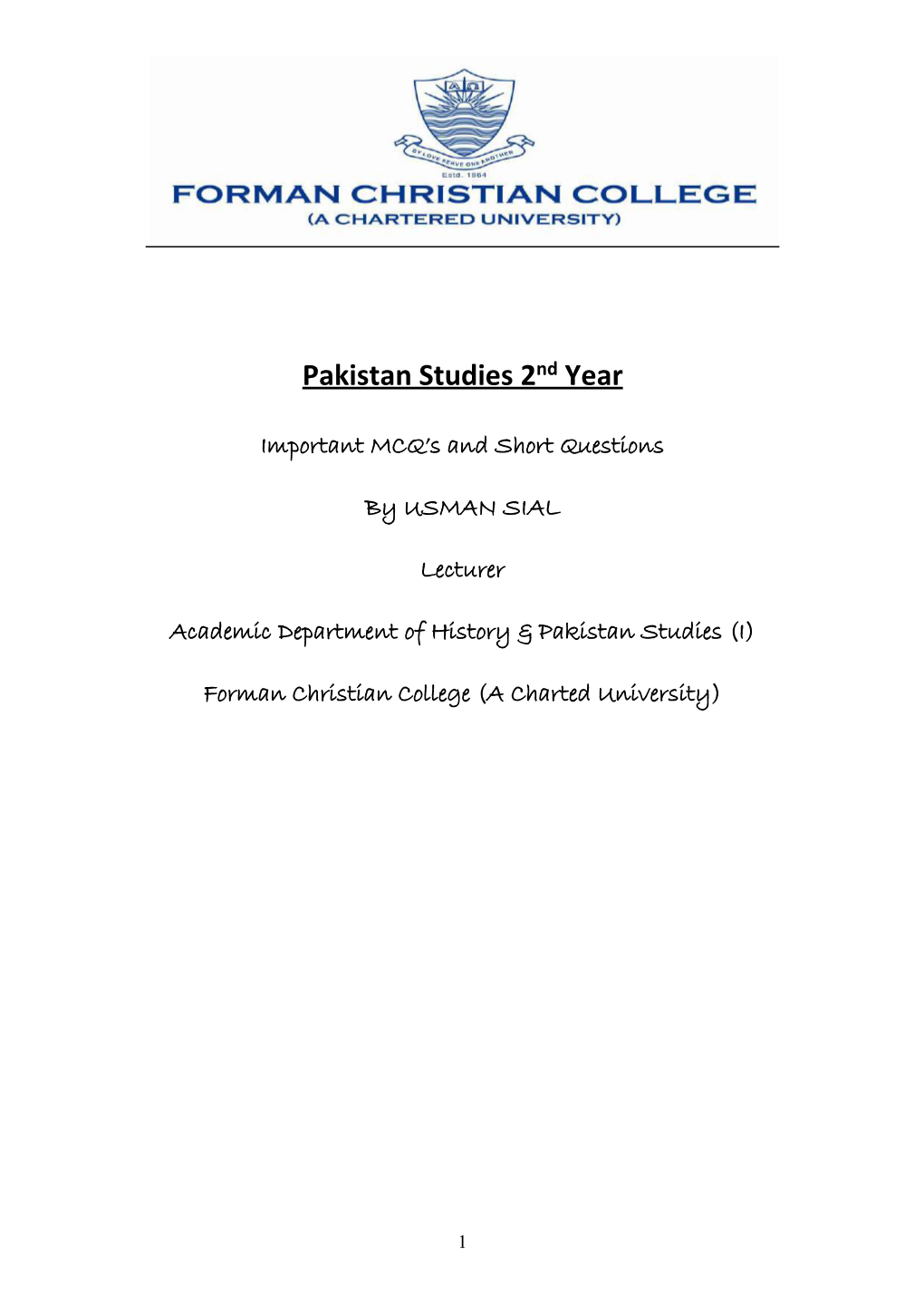 Pakistan Studies 2Nd Year