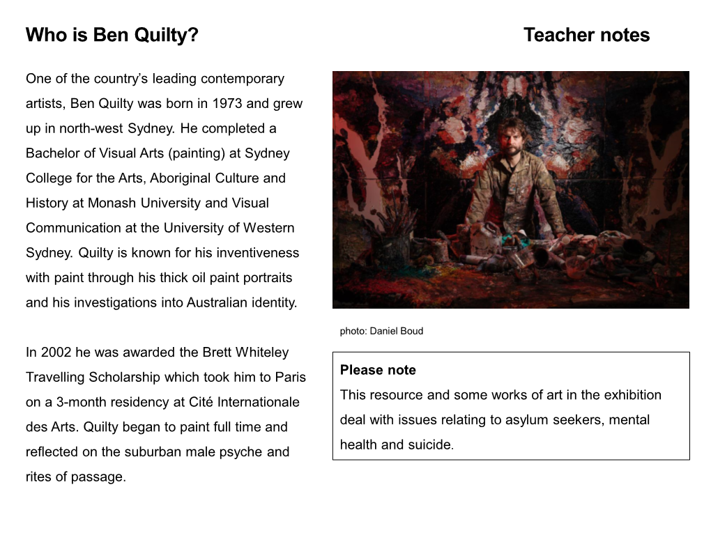 Quilty Teacher Notes