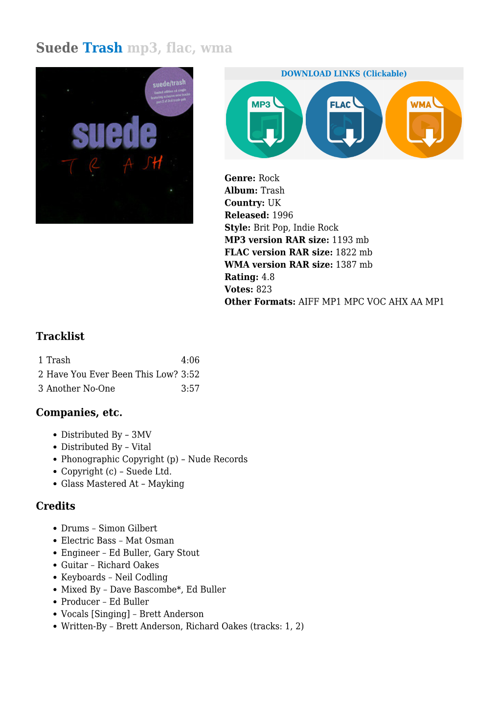 Suede Trash Mp3, Flac, Wma