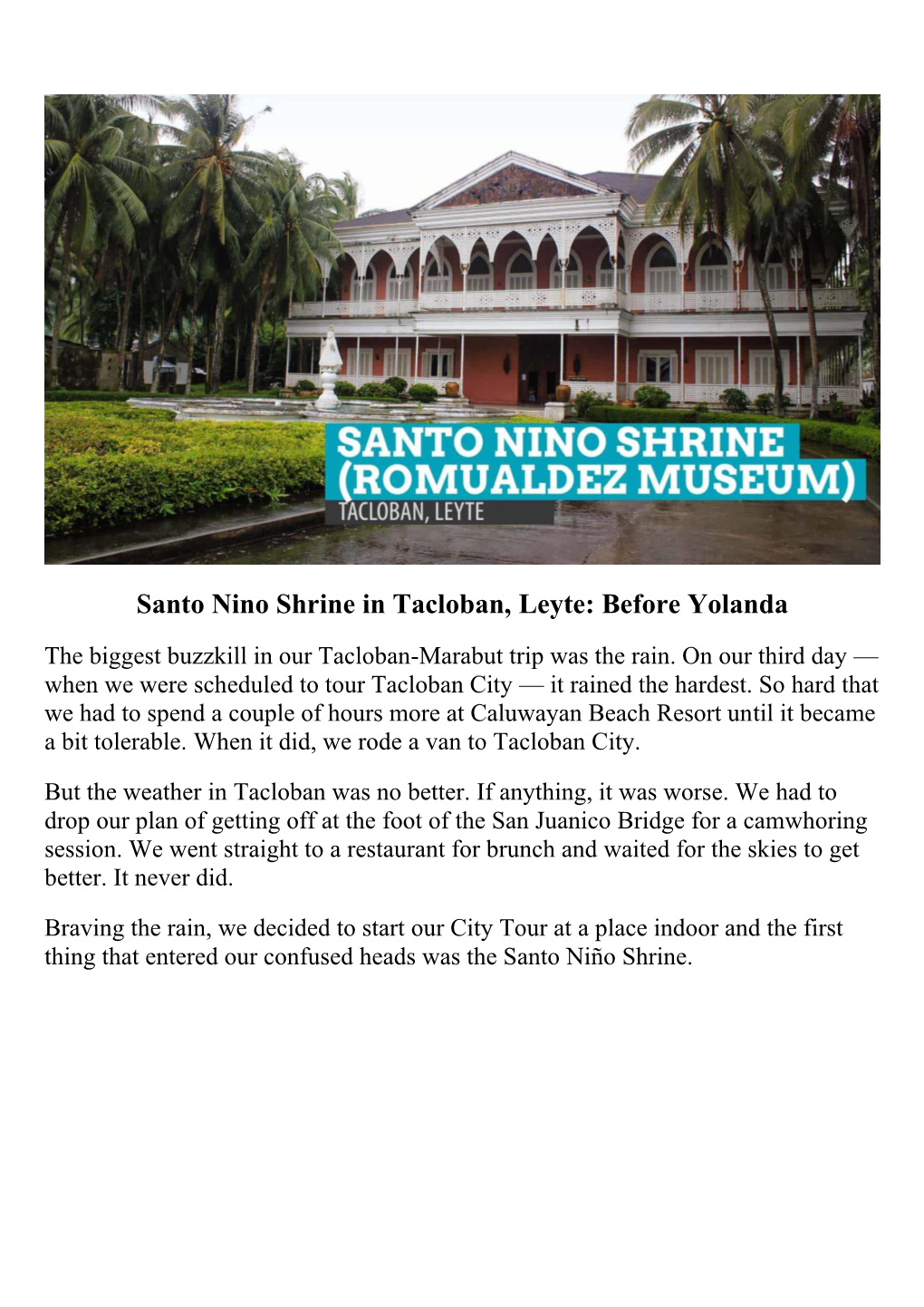 Santo Nino Shrine in Tacloban, Leyte: Before Yolanda