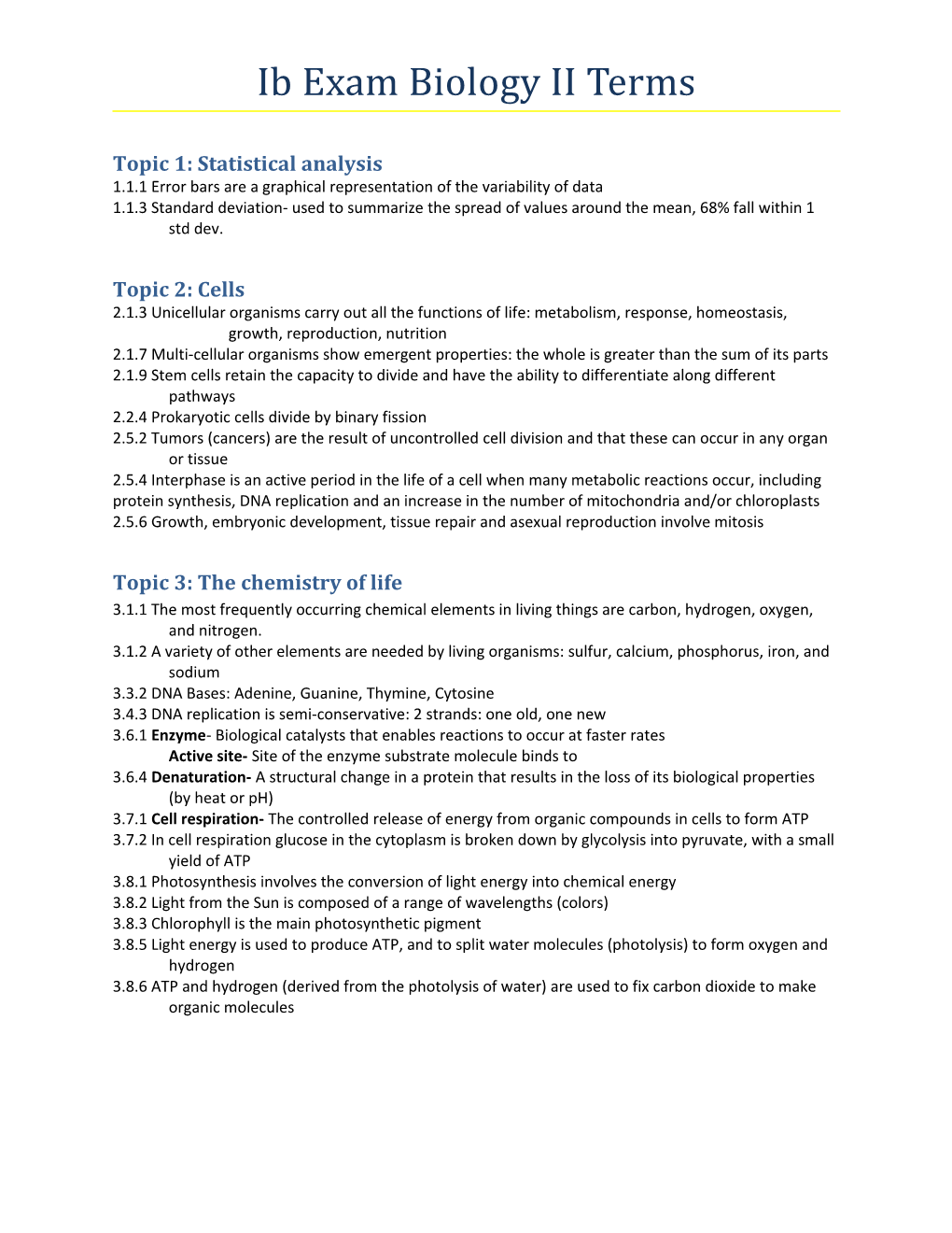 Topic 1: Statistical Analysis