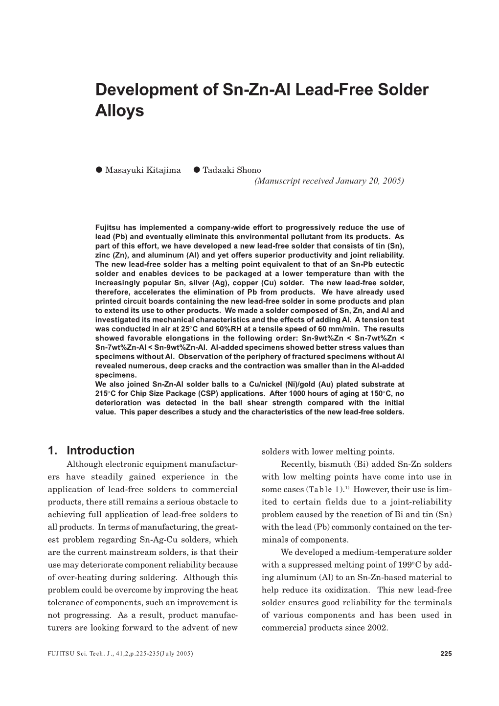 Development of Sn-Zn-Al Lead-Free Solder Alloys