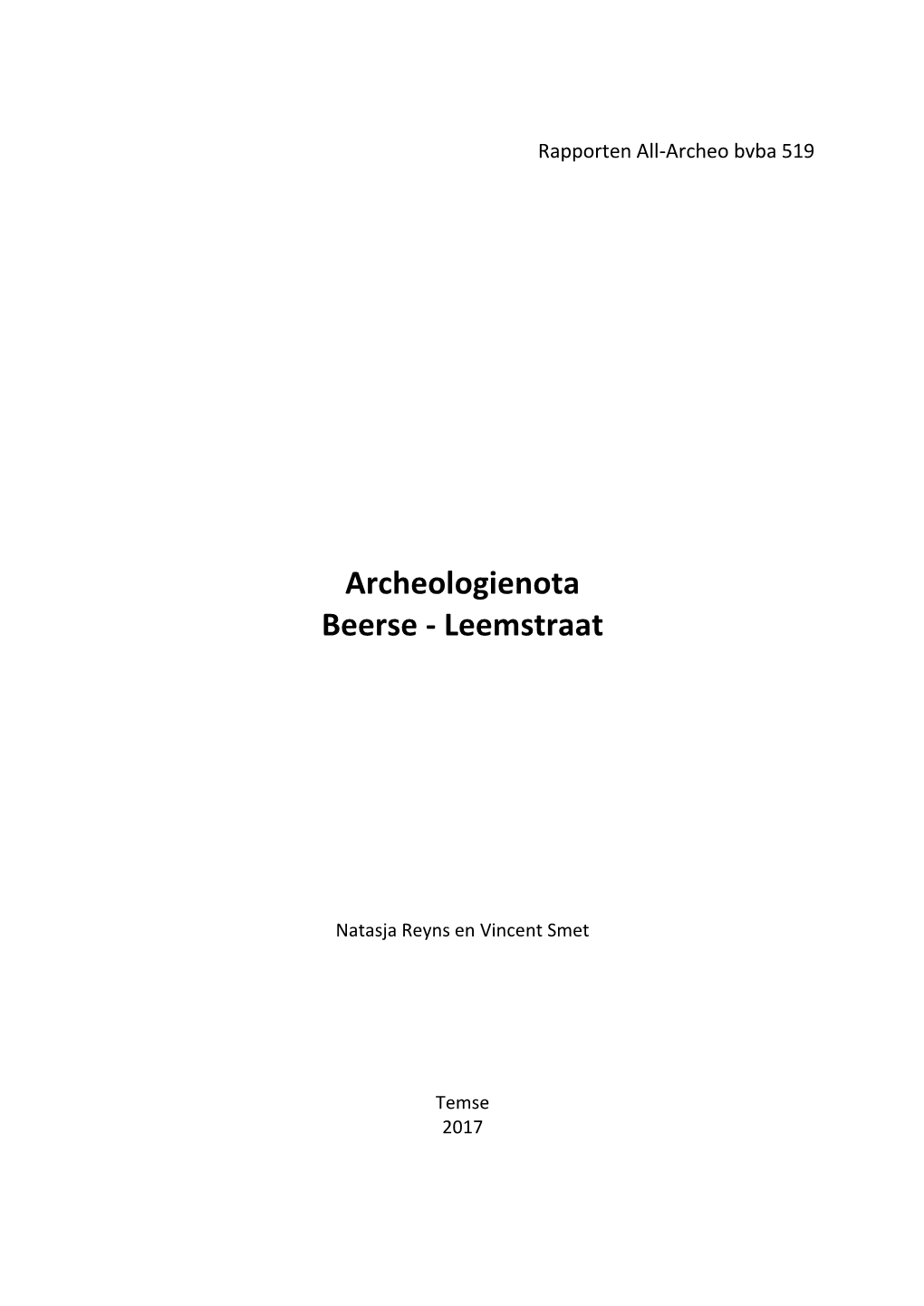 Archeologienota Beerse - Leemstraat