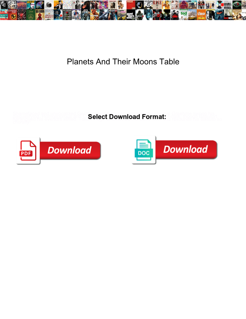 Planets and Their Moons Table Urban