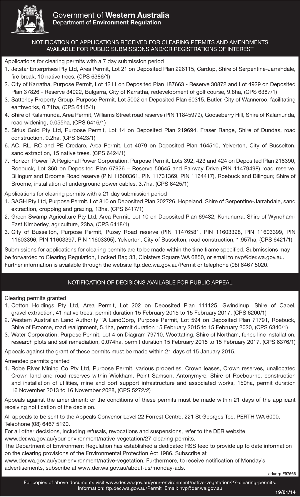 Government of Western Australia Department of Environment Regulation