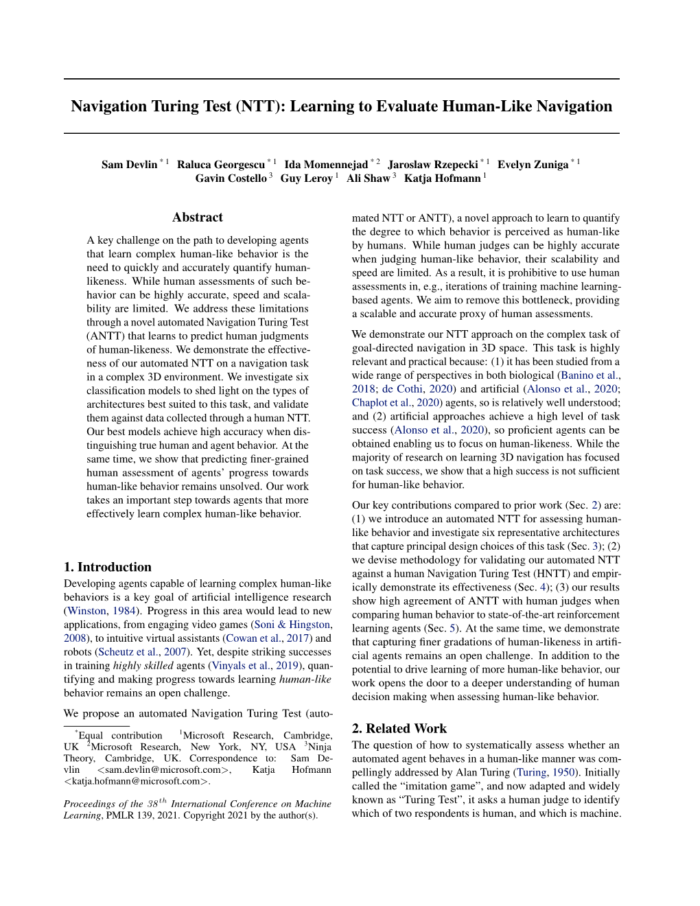 Navigation Turing Test (NTT): Learning to Evaluate Human-Like Navigation