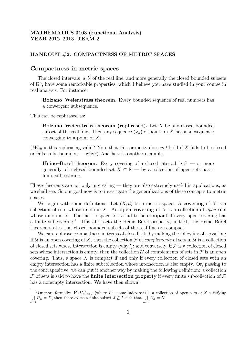 Compactness in Metric Spaces