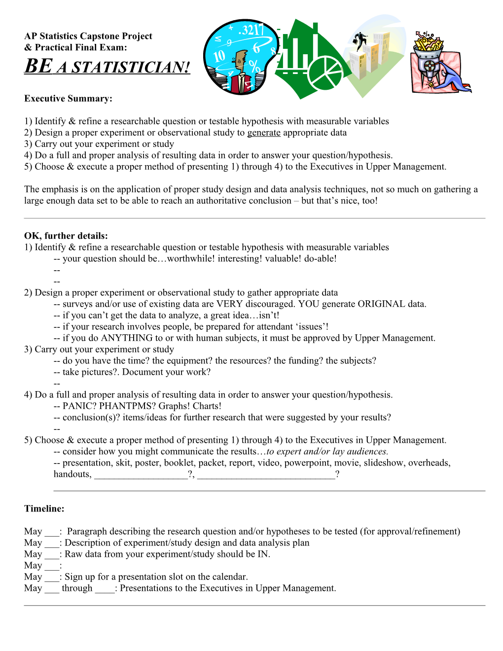 AP Statistics Capstone Project & Final Exam