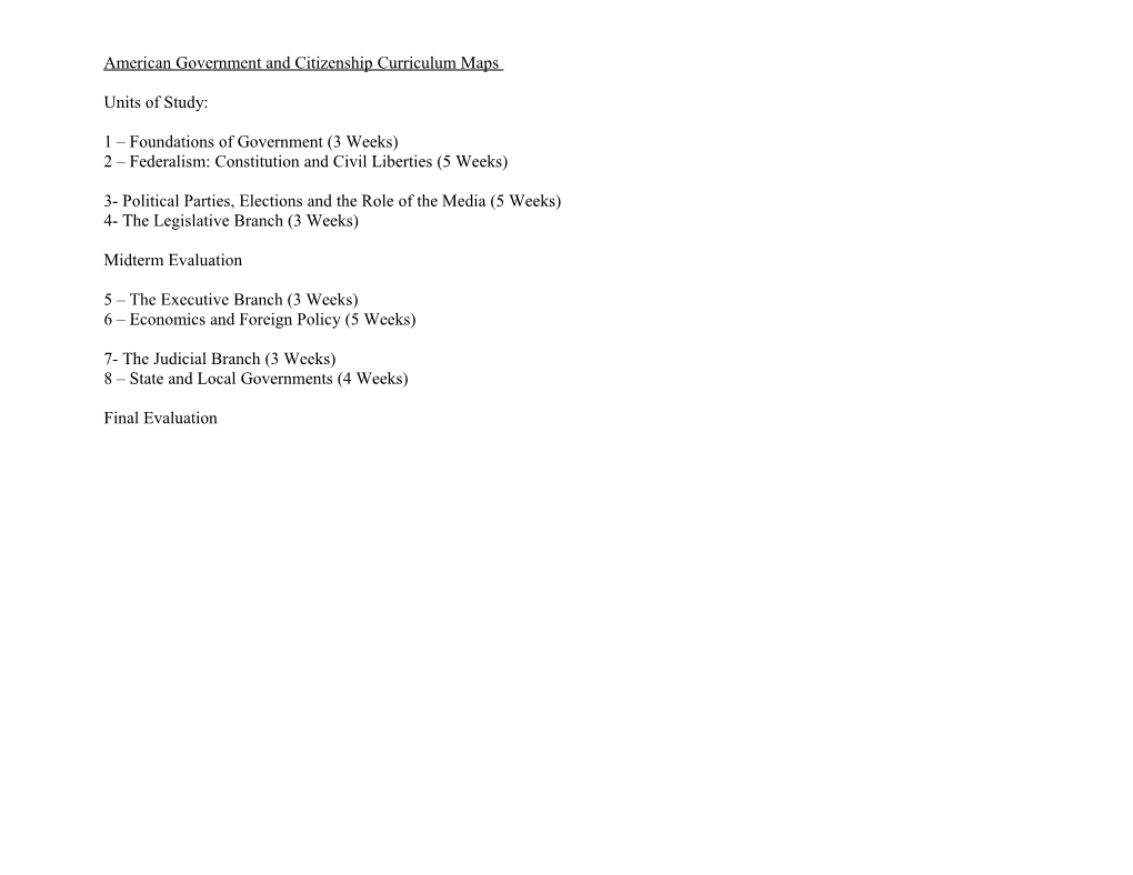 GOVERNMENT CURRICULUM MAP With Standards