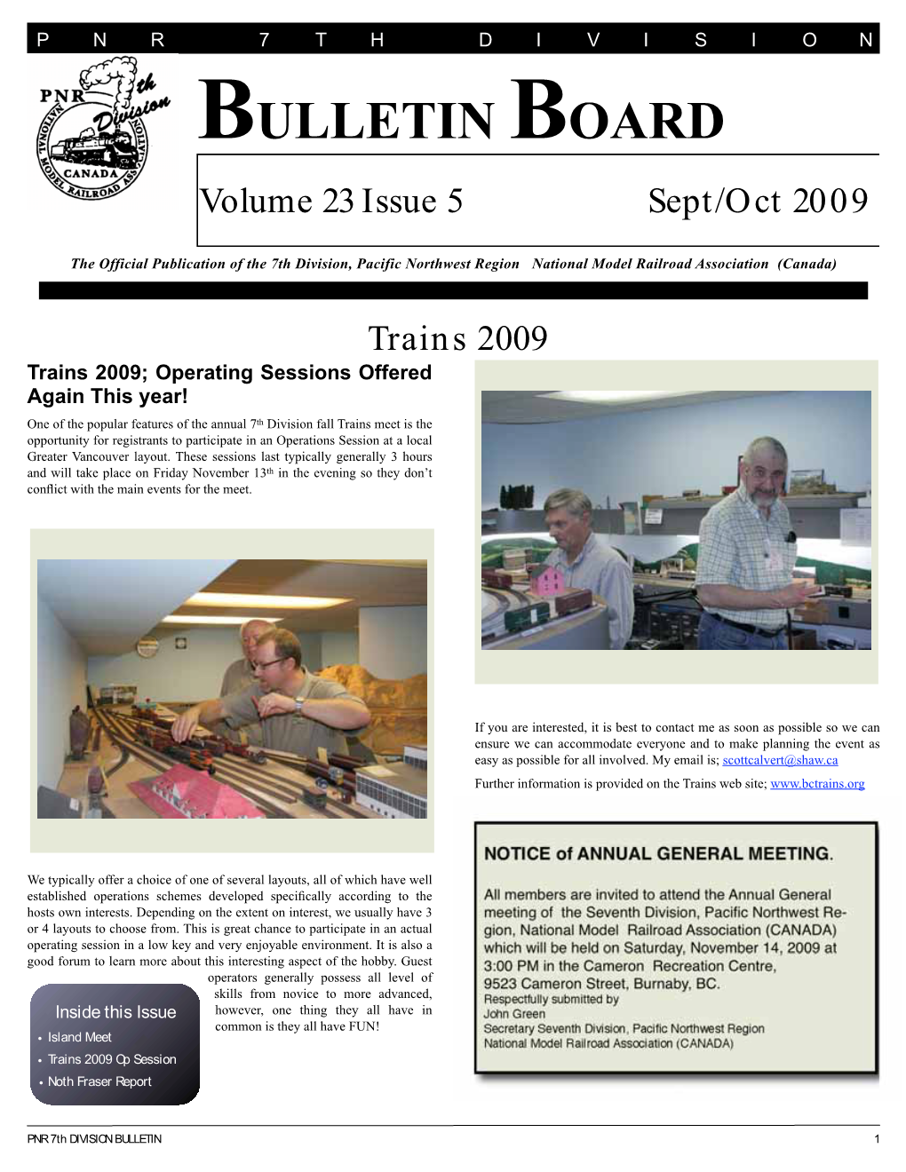 BULLETIN BOARD Volume 23 Issue 5 Sept/Oct 2009