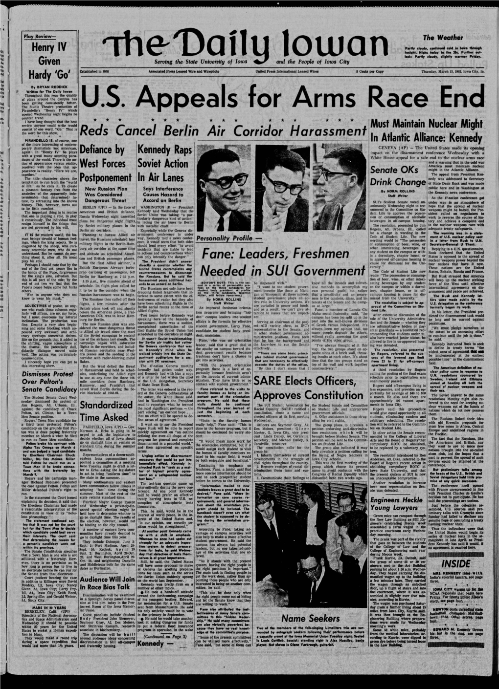 Daily Iowan (Iowa City, Iowa), 1962-03-15