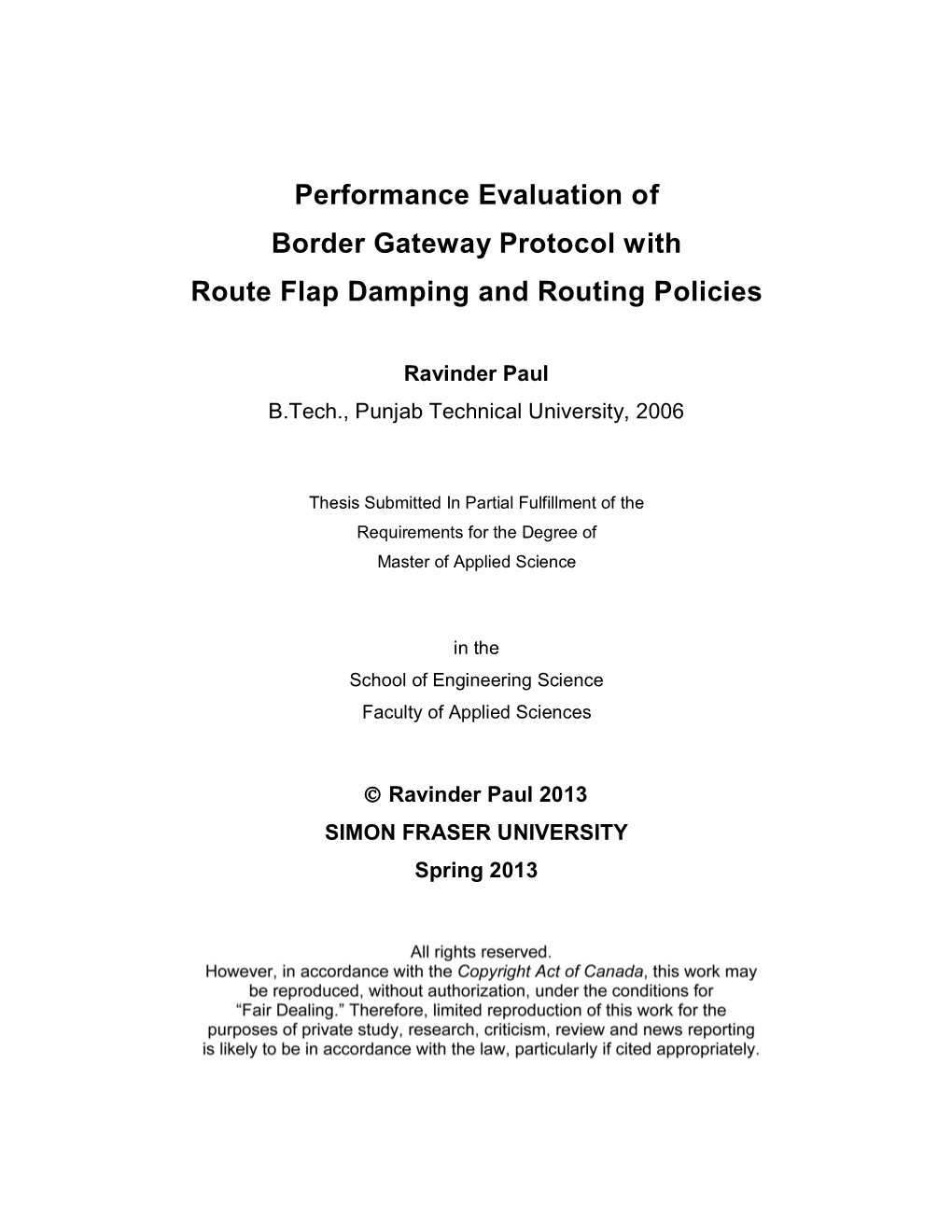 Performance Evaluation of Border Gateway Protocol with Route Flap Damping and Routing Policies