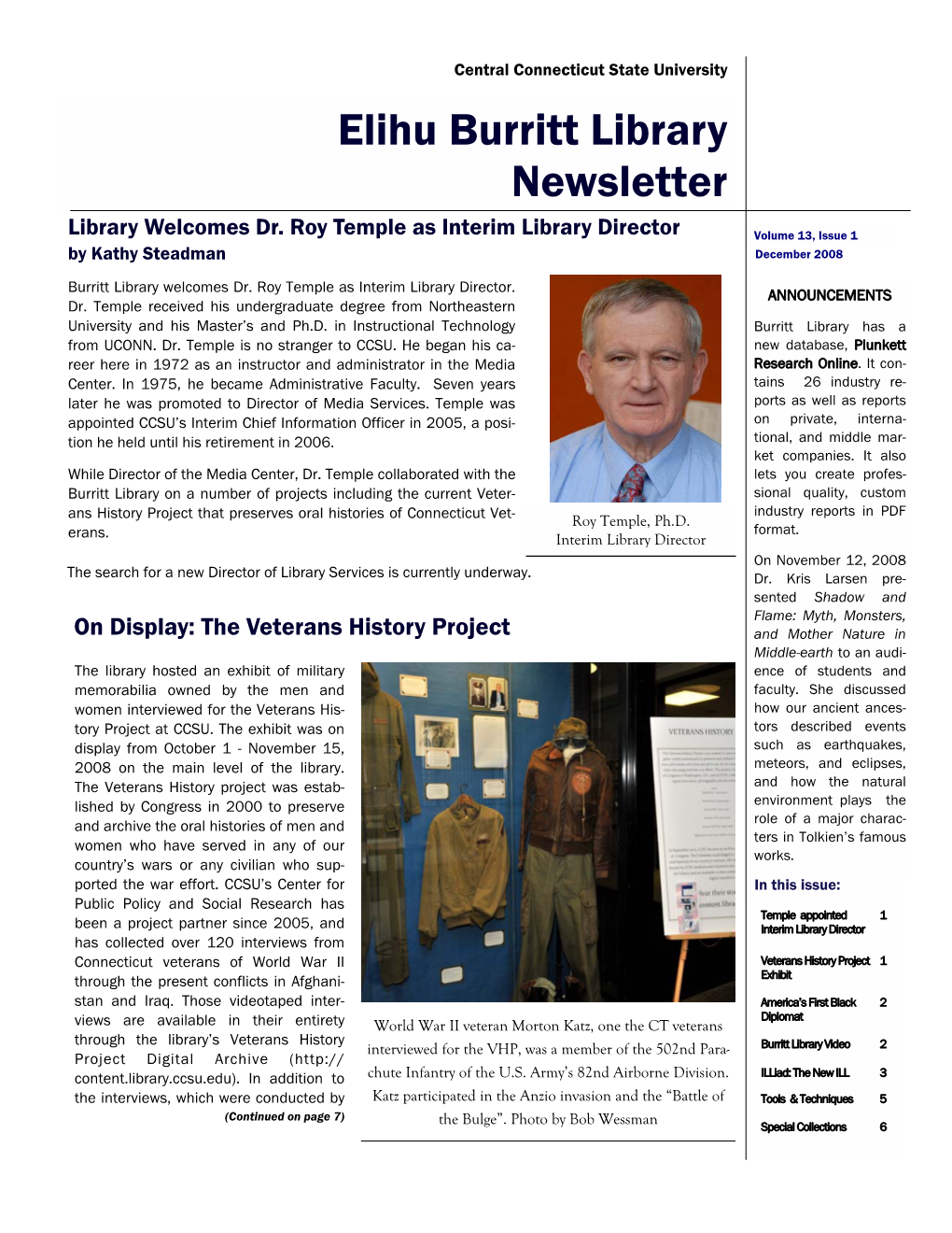 Elihu Burritt Library Newsletter