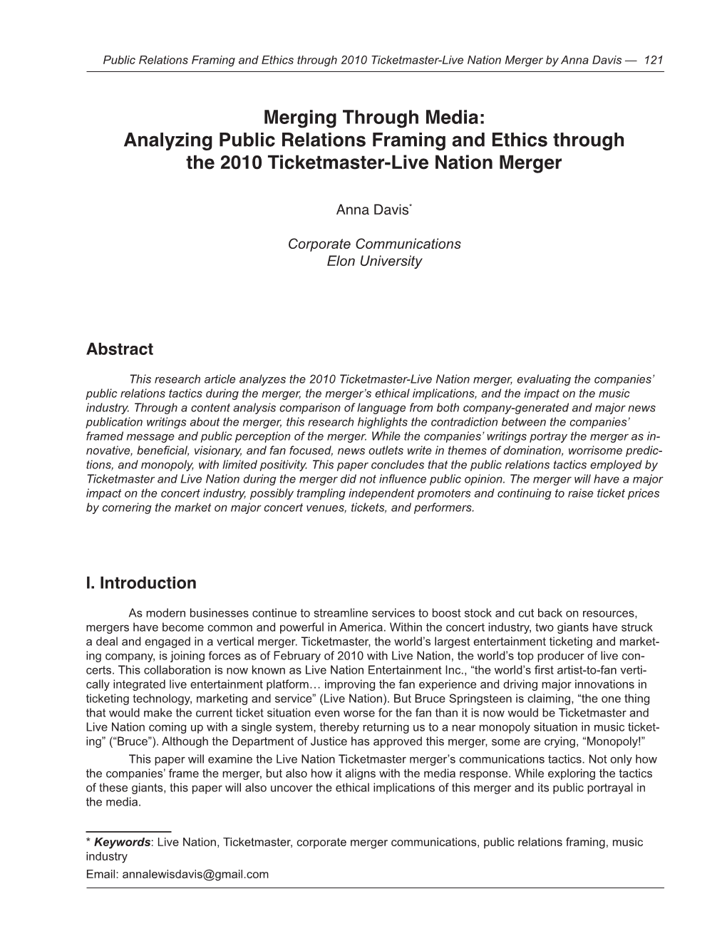 Analyzing Public Relations Framing and Ethics Through the 2010 Ticketmaster-Live Nation Merger