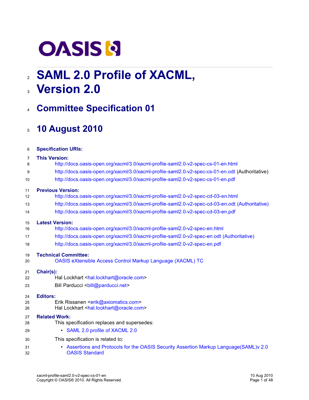 SAML 2.0 Profile of XACML 2.0 V2