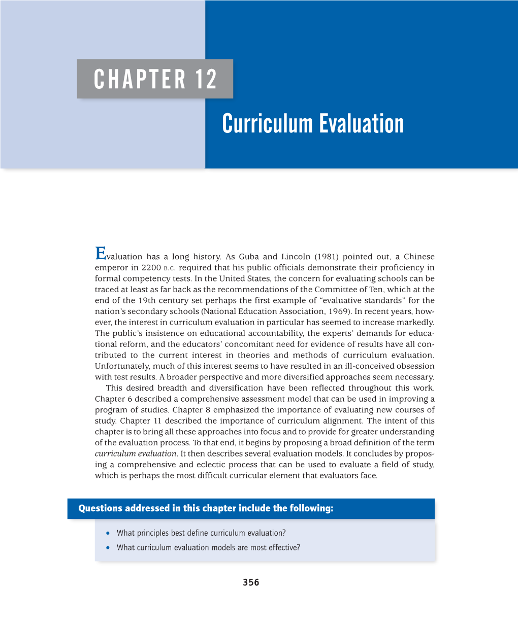 CHAPTER 12 Curriculum Evaluation