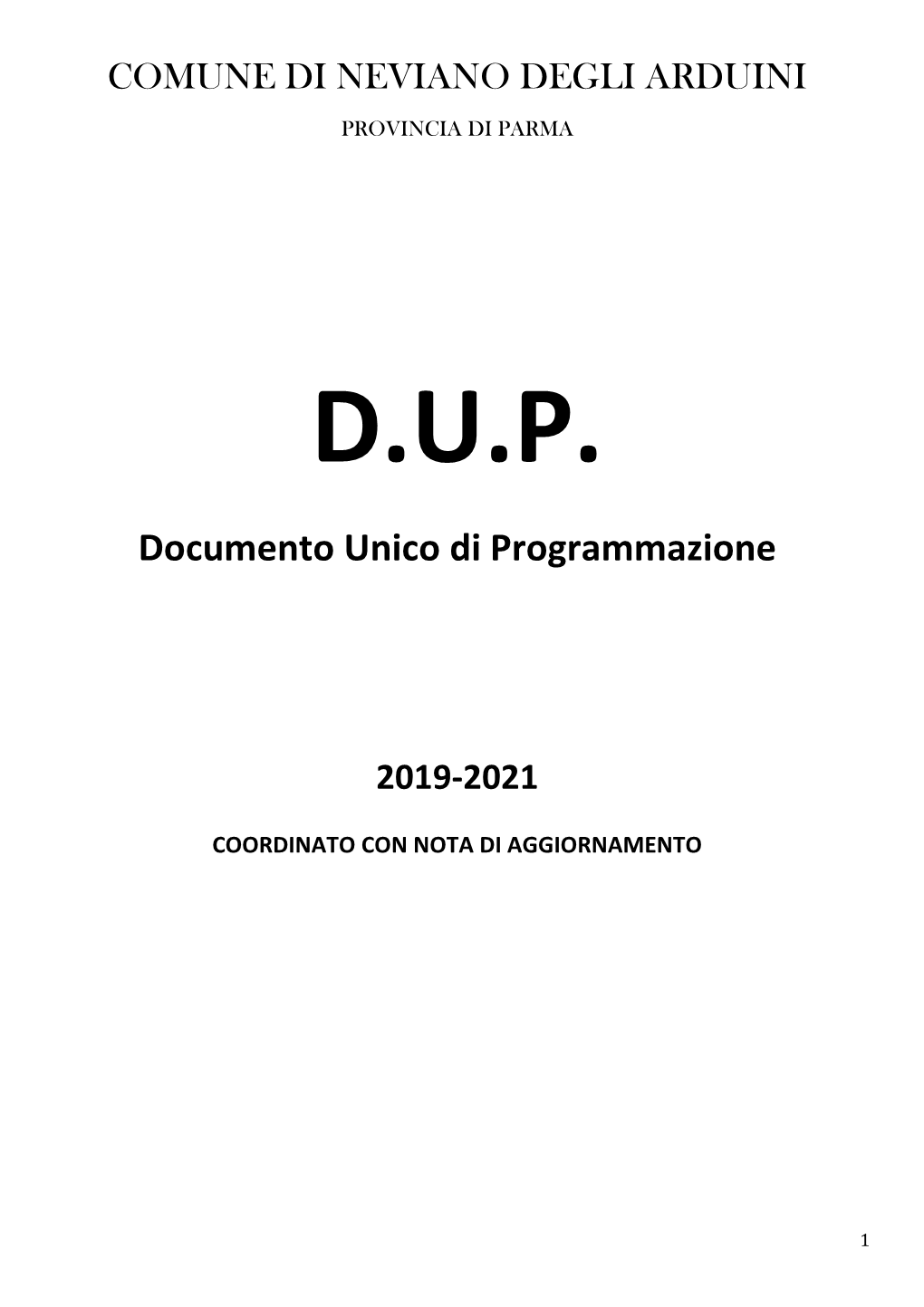 DUP 2019-2021Coordinato Con Nota Aggiornamento