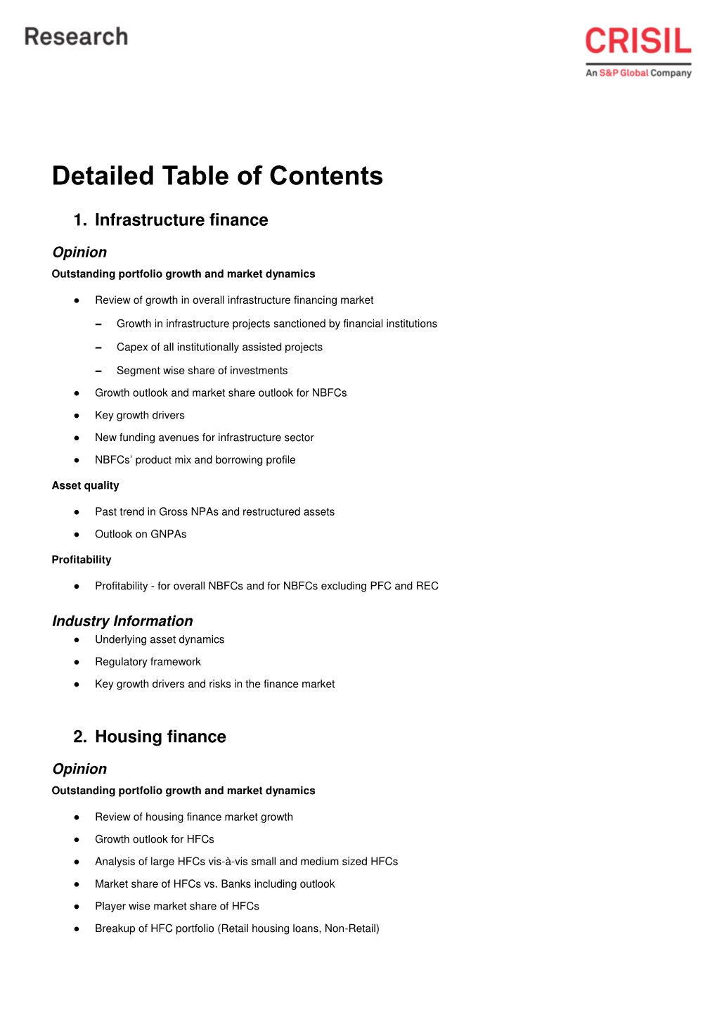 Detailed Table of Contents