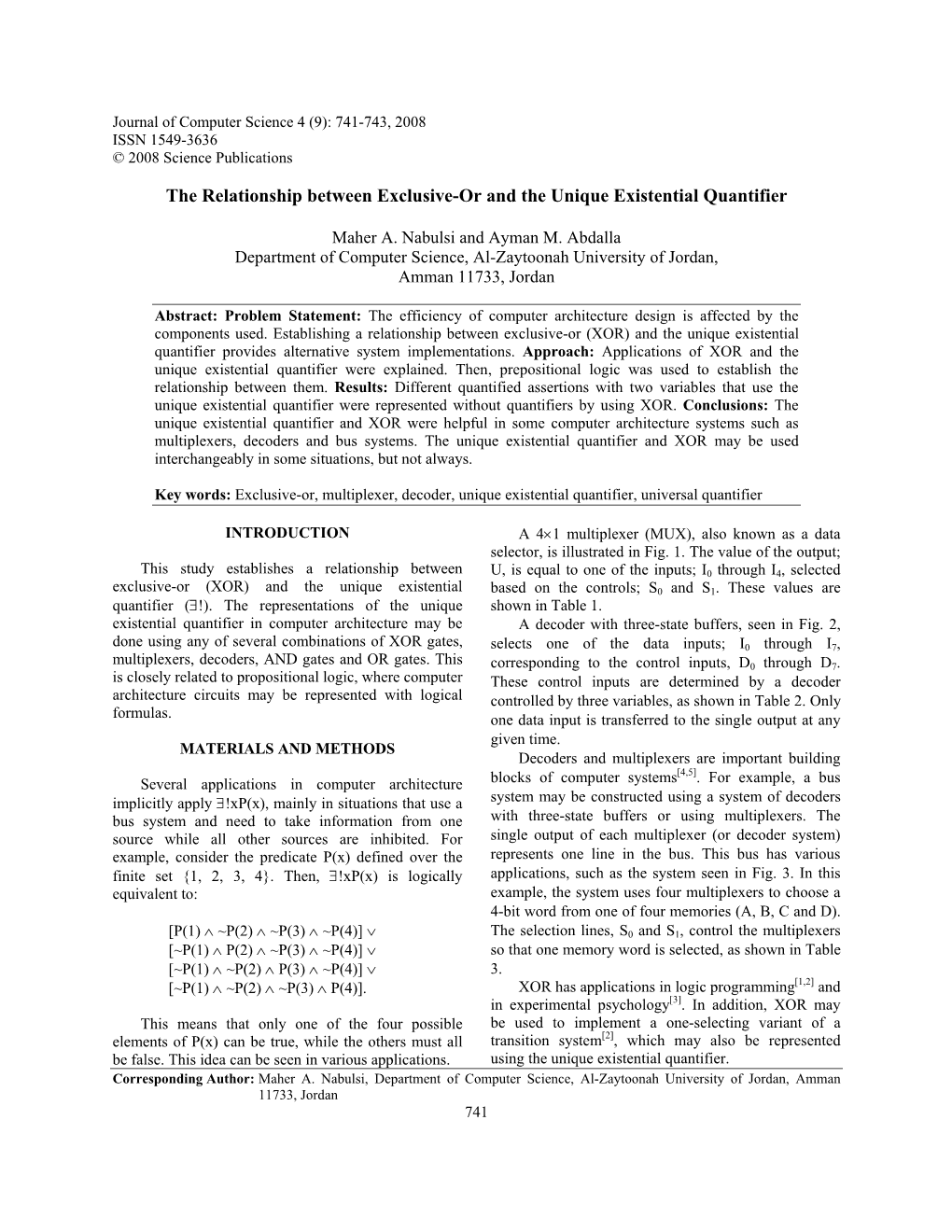 The Relationship Between Exclusive-Or and the Unique Existential Quantifier