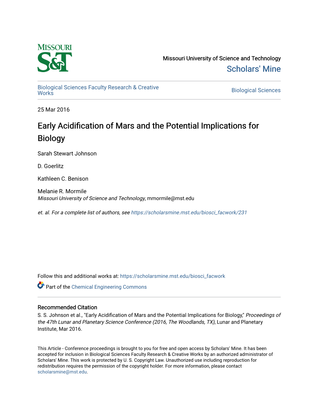 Early Acidification of Mars and the Potential Implications for Biology