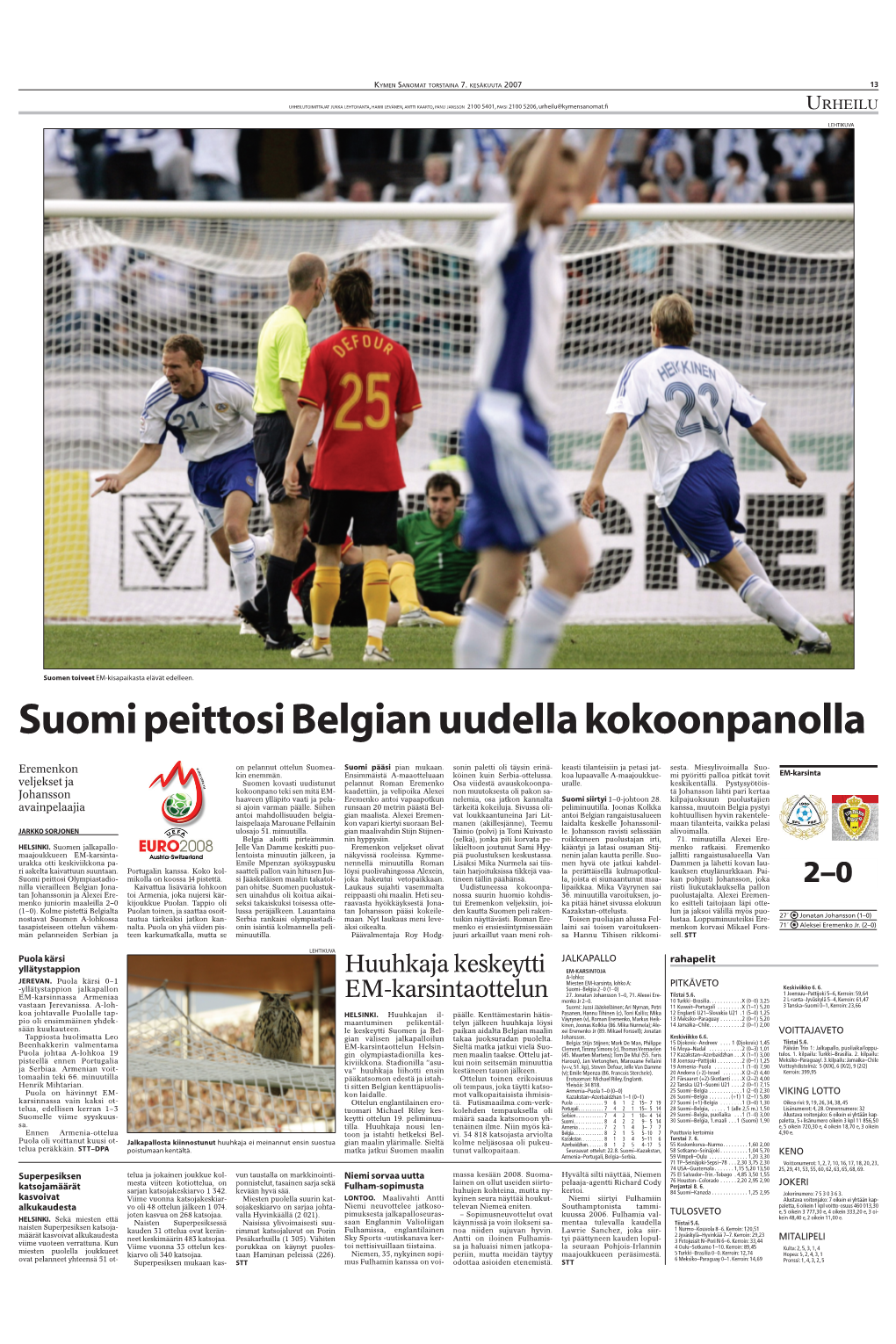 Suomi Peittosi Belgian Uudella Kokoonpanolla