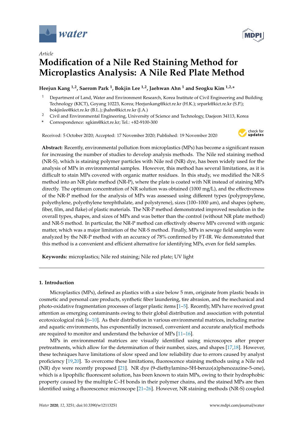 Modification of a Nile Red Staining Method for Microplastics