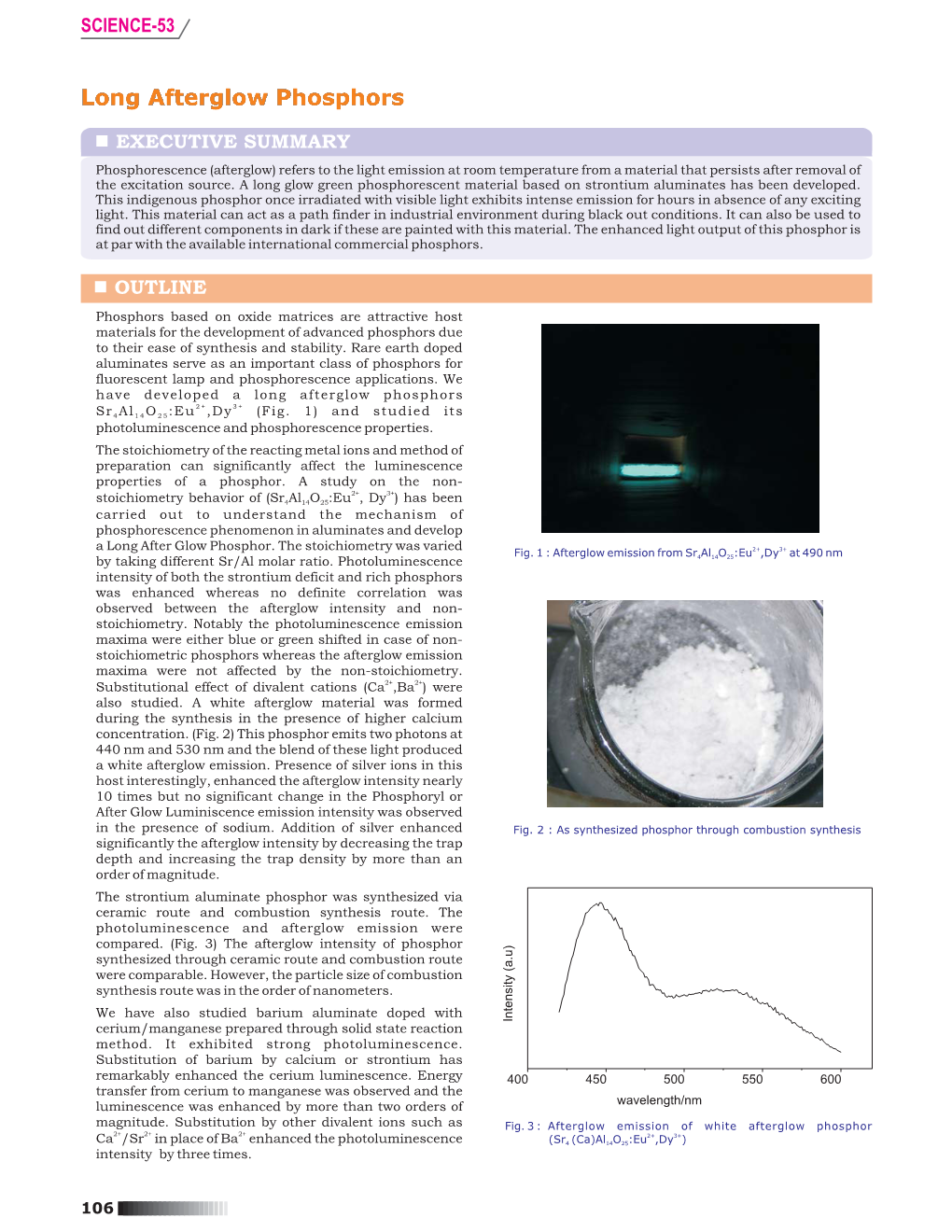 Long Afterglow Phosphors N EXECUTIVE SUMMARY