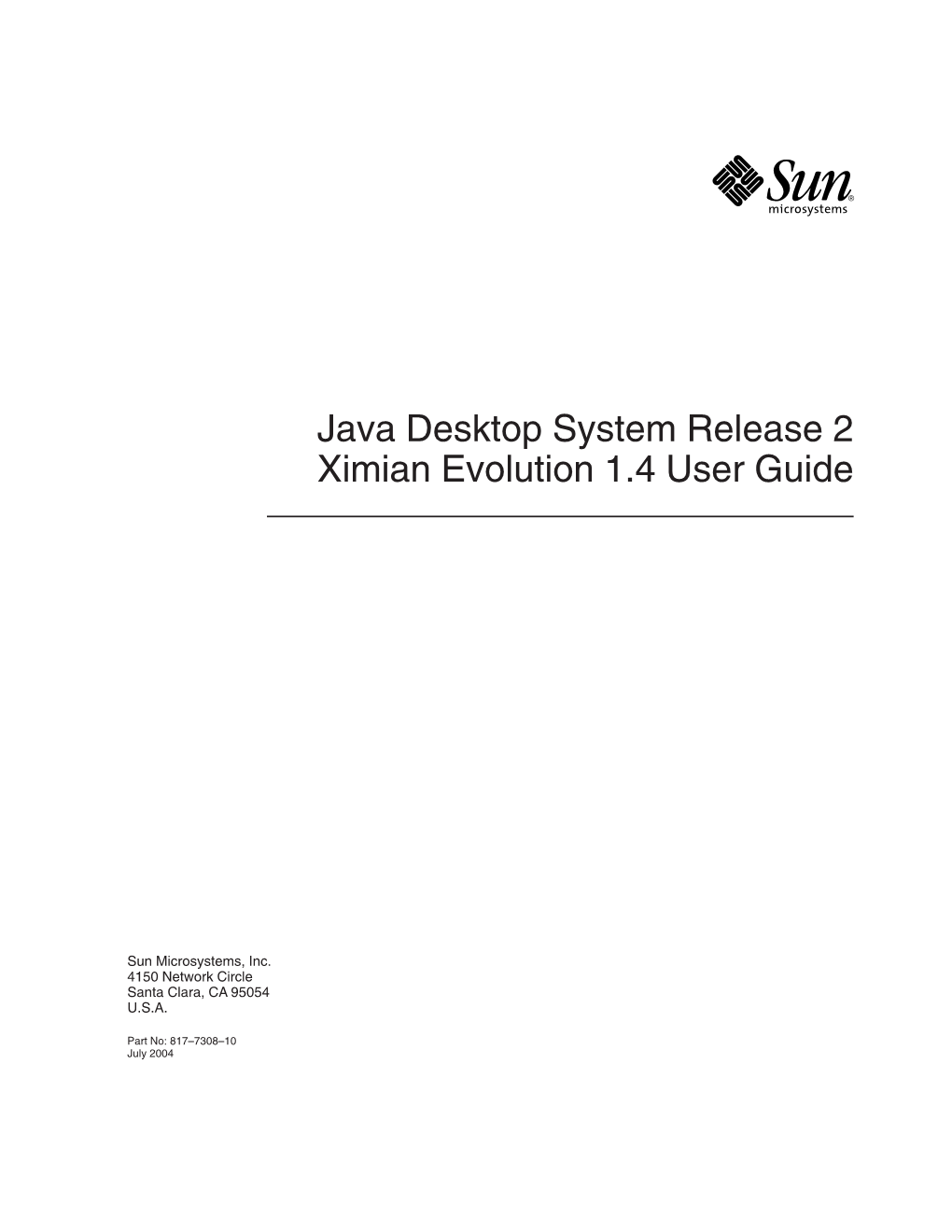 Java Desktop System Release 2 Ximian Evolution 1.4 User Guide