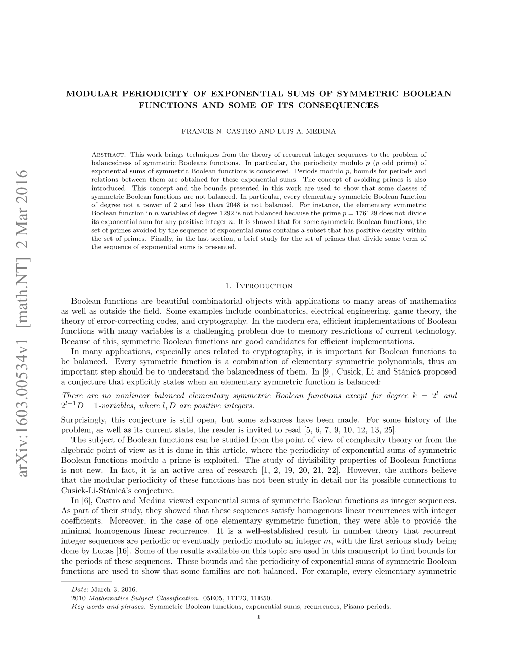 Modular Periodicity of Exponential Sums of Symmetric Boolean Functions and Some of Its Consequences