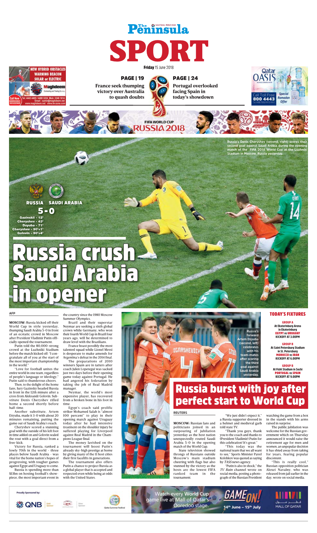 Russia Crush Saudi Arabia in Opener